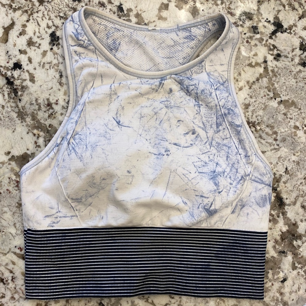 lululemon athletica Marble Blue and White Sports Bra